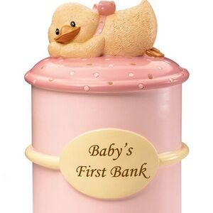 Russ Berrie Pink and White Baby Bank